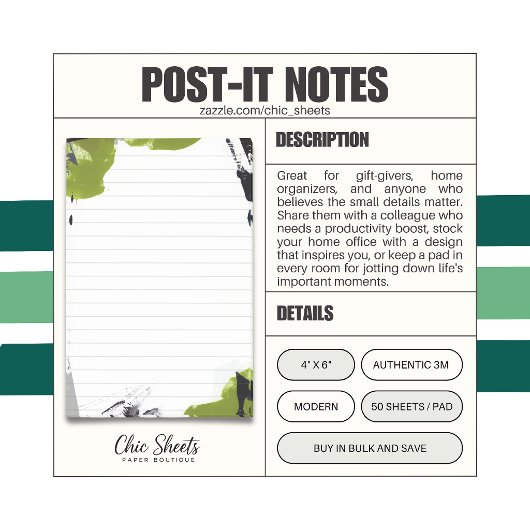 Schwarze und grüne abstrakte Design 3M Post-it® No Post-it Klebezettel