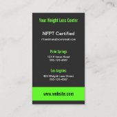 Schwarze und grüne Gewichtsabnahme Visitenkarte (Rückseite)