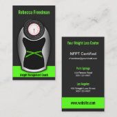 Schwarze und grüne Gewichtsabnahme Visitenkarte (Vorne/Hinten)