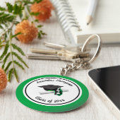 Schwarze und grüne Graduierungskappe und Tassel Schlüsselanhänger (Seite)