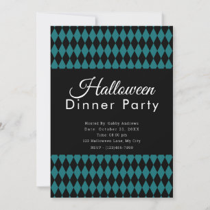 Schwarze und grüne Halloween-Dinnerparty Einladung
