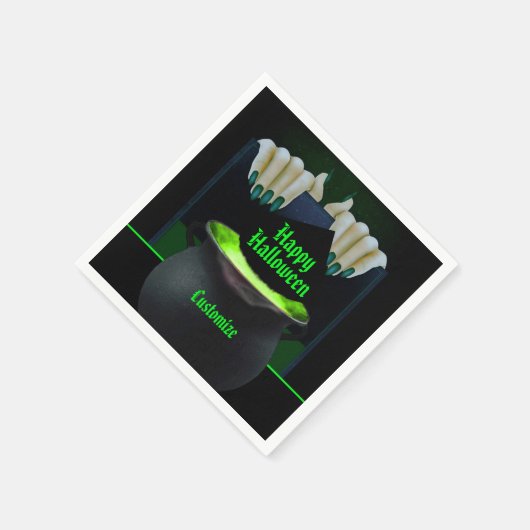 Schwarze und grüne Hexen Serviette (Ecke)