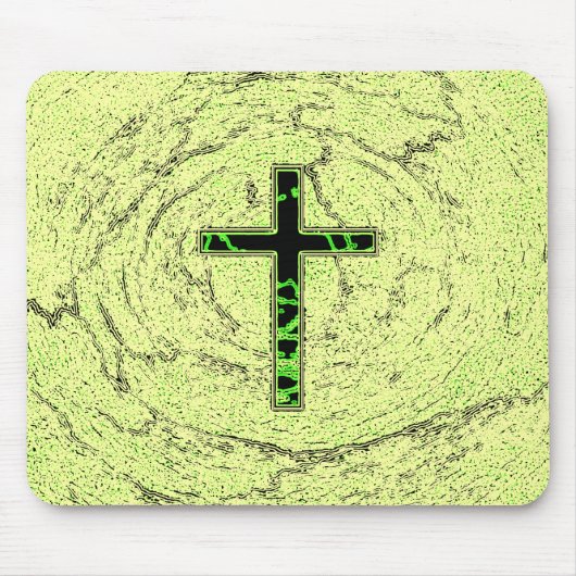 SCHWARZE UND GRÜNE KREUZEN MIT MARKE MOUSEPAD (Vorne)