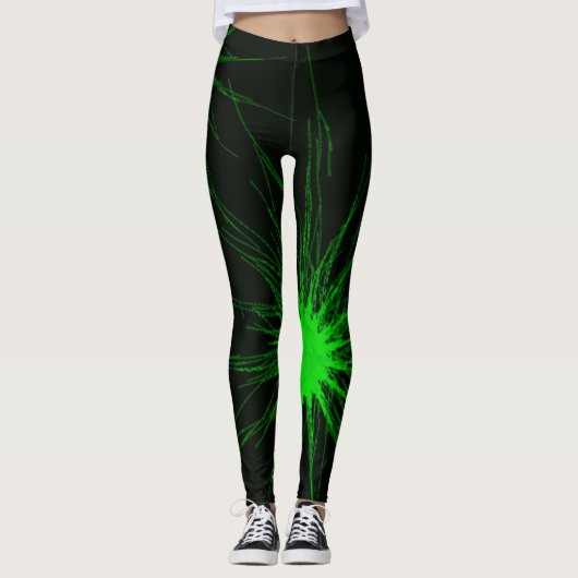 Schwarze und grüne NeonLeggings Leggings (Vorderseite)