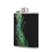 Schwarze und grüne Pfau-Federn Flachmann (Links)