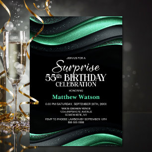 Schwarze und grüne Überraschung zur 55. Geburtstag Einladung