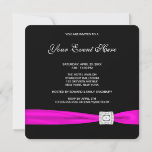 Schwarze und Hot-Pink-Party Einladung