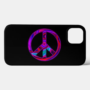 Schwarze und Hot-Pink psychedelische Frieden iPhone 13 Hülle