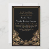 Schwarze und Imitate Gold Art Deco Gatsby Style Ho Einladung (Vorderseite)