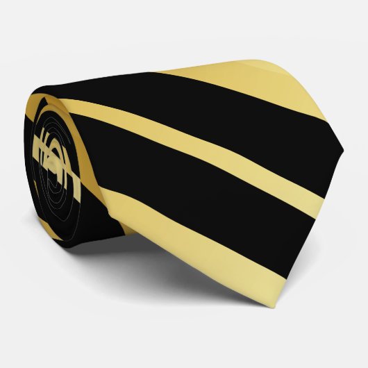 Schwarze und Imitate Gold Streifen Krawatte (Gerollt)