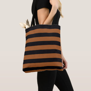 Schwarze und karamellbraun gestreifte Tote-Tasche Tasche