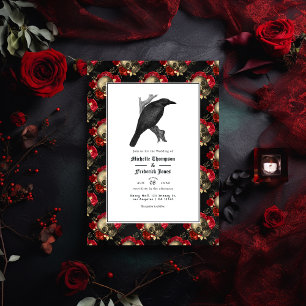 Schwarze und karmesinrote gotische Hochzeit Einladung