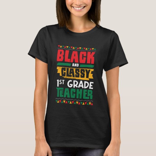 Schwarze und klassische 1. Klasse Lehrer Schwarze T-Shirt (Vorderseite)