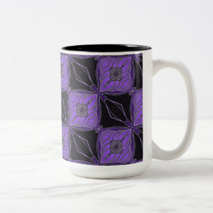 Schwarze und Lila Abstrakte Diamanten Tasse