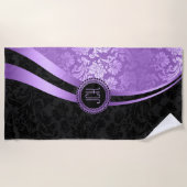 Schwarze und Lila Blumendach, Badehandtuch Set Strandtuch (Vorderseite)