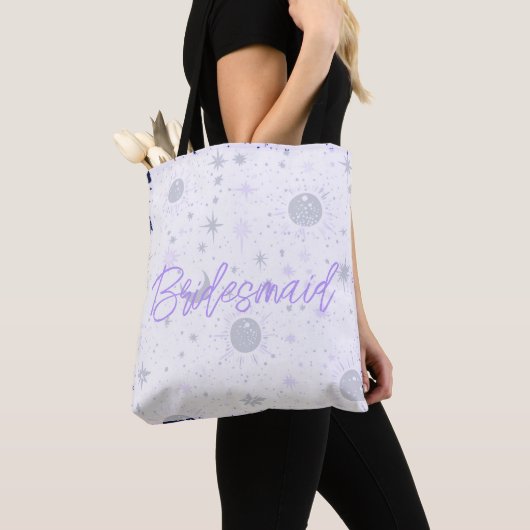 Schwarze und Lila Celestial Bridesmaid Tasche (Von Nahem)