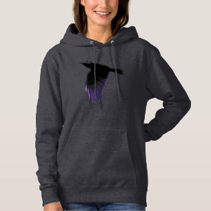 Schwarze und Lila Crow-Flying Hoodie