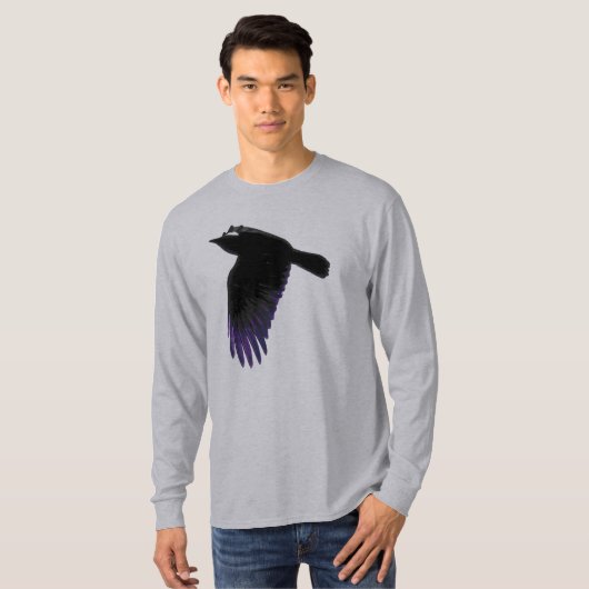 Schwarze und Lila Crow-Flying T-Shirt (Vorne ganz)