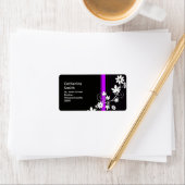 Schwarze und Lila Daisy-Adressenmarken Adressaufkleber (Insitu)