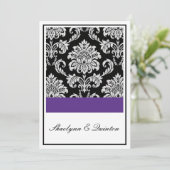 Schwarze und Lila Damaskus Hochzeitseinladung Einladung (Stehend Vorderseite)