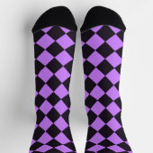 Schwarze und Lila Diamant Muster Crazy Socken (Oben)