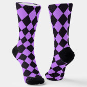 Schwarze und Lila Diamant Muster Crazy Socken (Gewinkelt)