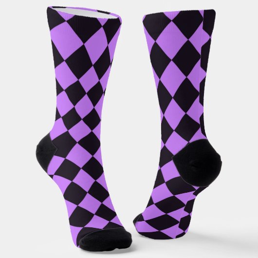Schwarze und Lila Diamant Muster Crazy Socken (Gewinkelt)