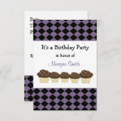 Schwarze und Lila Diamond zum Geburtstag Einladung (Vorne/Hinten)