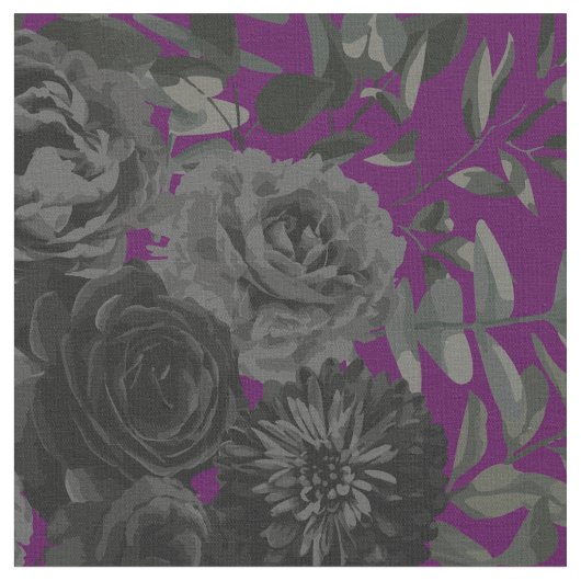 Schwarze und Lila dunkle gotische Rose Floral Stoff (Nahaufnahme)