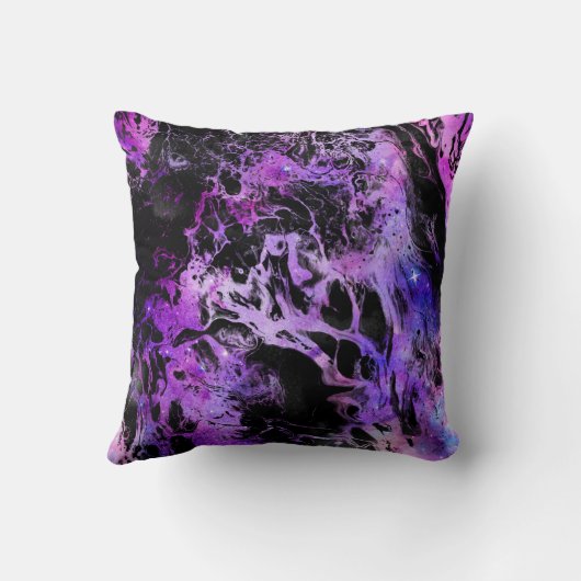 Schwarze und Lila Galaxy Stars Mit Monogramm Kissen (Rückseite)