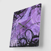 Schwarze und Lila Goth Pattern Wand-Uhr Quadratische Wanduhr (Winkel)