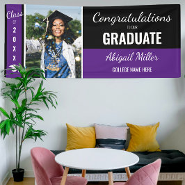 Schwarze und Lila Gratulation Graduate Foto Banner