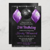 Schwarze und Lila Halloween-Ornamente 21. Geburtst Einladung (Vorne/Hinten)