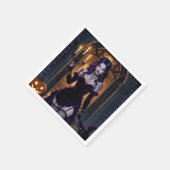 Schwarze und Lila Hexe mit Candelabra Halloween Serviette (Ecke)