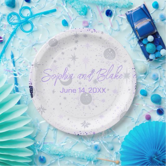 Schwarze und Lila Himmelshochzeit Pappteller (Party)