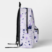 Schwarze und Lila Himmelssonnenmoonsterne Bedruckter Rucksack (Links)
