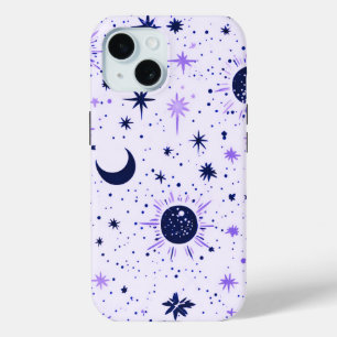 Schwarze und Lila Himmelssonnenmoonsterne Case-Mate iPhone Hülle