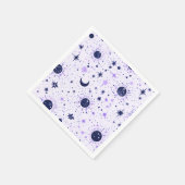 Schwarze und Lila Himmelssonnenmoonsterne Serviette (Ecke)