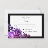 Schwarze und lila Hochzeit rsvp. Reaktion auf Blum RSVP Karte (Vorderseite)