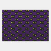 Schwarze und lila Katzengelbe Augen Halloween-Must Geschenkpapier Set (Vorderseite 2)
