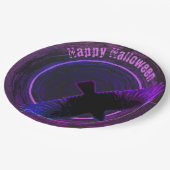 Schwarze und Lila Keile Pappteller (Schrägansicht)