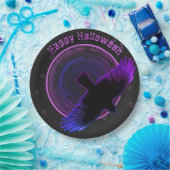 Schwarze und Lila Keile Pappteller (Party)