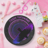 Schwarze und Lila Keile Pappteller (Party)