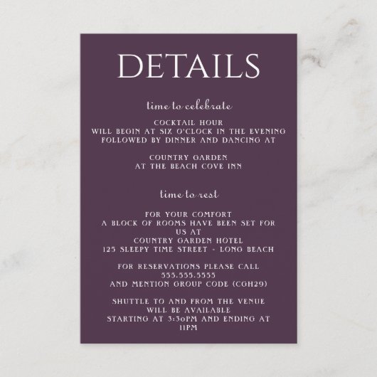 Schwarze und Lila Moody-Floral Begleitkarte (Vorderseite)