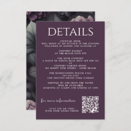 Schwarze und Lila Moody-Floral-Einschließkarte Begleitkarte