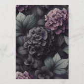 Schwarze und Lila Moody-Floral Menükarte (Rückseite)