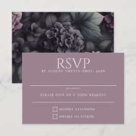 Schwarze und Lila Moody-Floral RSVP Karte