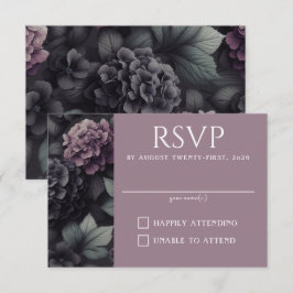 Schwarze und Lila Moody-Floral RSVP Karte
