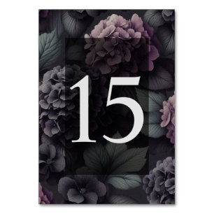 Schwarze und Lila Moody-Floral Tischnummer