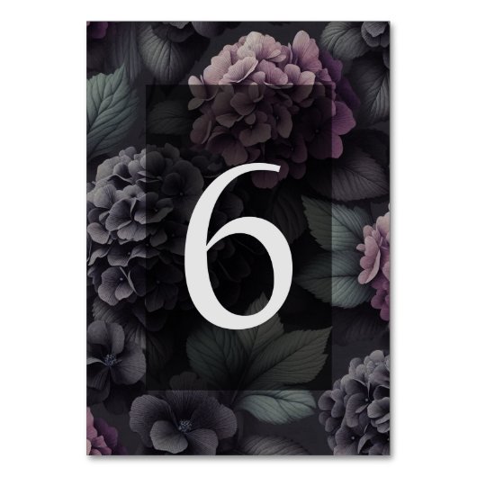 Schwarze und Lila Moody-Floral Tischnummer (Vorderseite)